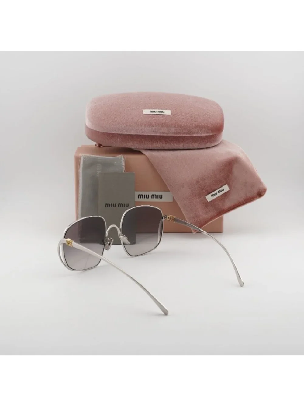 Miu Miu MU A57S 1BC30S Square Sunglasses – Gold / Grey Gradient